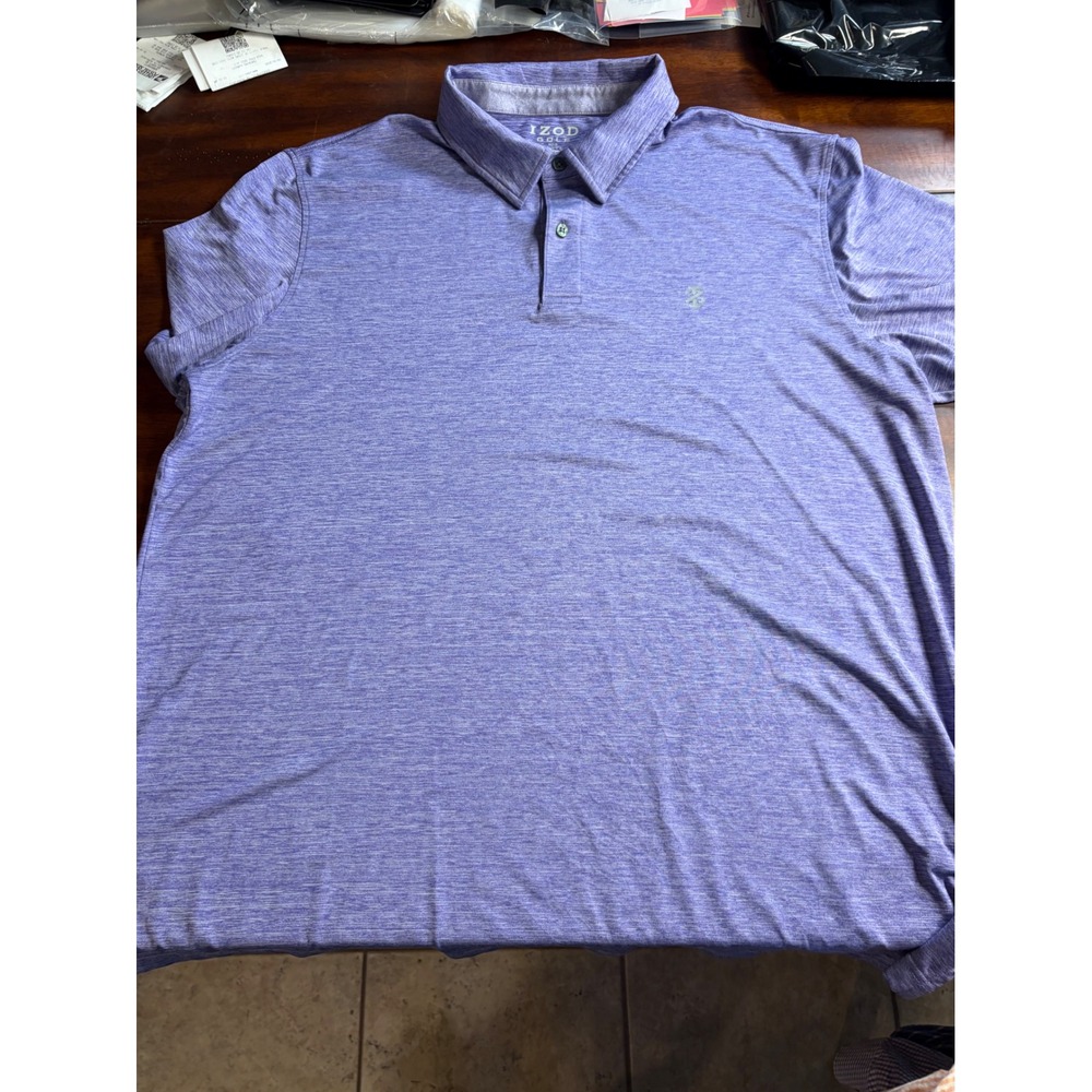 IZOD Golf Mens XL Purple Space Dye Polo Shirt Stretch Short Sleeve Performance